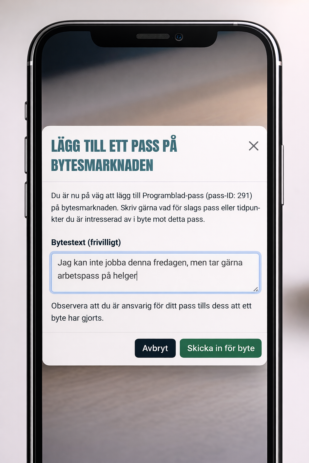 Byt arbetspass med någon annan
